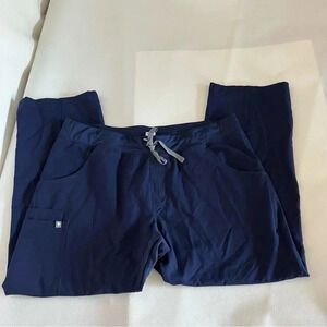 Figs Scrub Pants Size XL/P Navy Blue Elastic Waist Pull-On Style